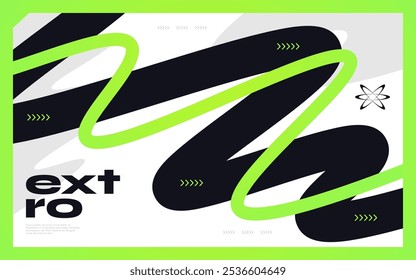 Abstract Modern Vibrant Background with Wavy Shapes in Black and Green Gradient Color Style. Suitable for Cover, Banner, Poster, or Landing Page Design