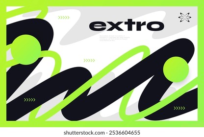 Abstract Modern Vibrant Background with Wavy Shapes in Black and Green Gradient Color Style. Suitable for Cover, Banner, Poster, or Landing Page Design