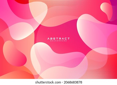 Resumen del fondo de las formas de fluido del gradiente vibrante moderno. El líquido colorido forma elementos gráficos con la decoración de puntos de medio tono. Diseño creativo de patrones de formas dinámicas mínimas
