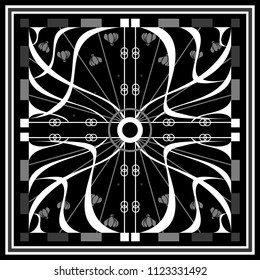 Abstract modern vintage silver and white pattern