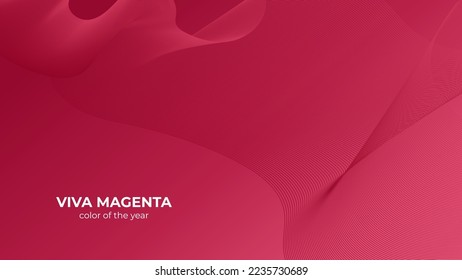 Abstract modern Viva Magenta background with liquid waves. Innovation technology concept. Luxury backdrop. Geometric modern digital wallpaper. Copy space. Trendy color of 2023 year. Art fractal.