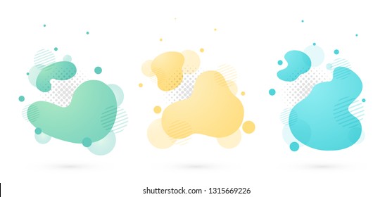 Abstract modern vivid geometric shape of elements. Dynamical colored forms pattern. Gradient abstract with dot halftone decorating. vector eps10