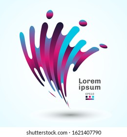 Abstract modern warp curve rounded lines blue and pink gradient color on white background. Vector illustration