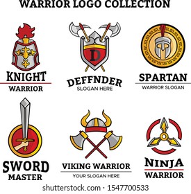 abstract modern warrior sports collection  logo design template