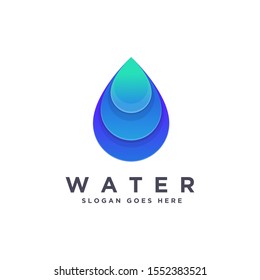Abstract modern water drop logo icon with gradient style design on white background