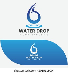 Abstract Modern Water Drop Logo Line Design Template
