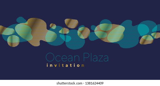 Abstract modern water flow design element. Decorative geometric liquid shapes composition for invitation, header, postcard design.