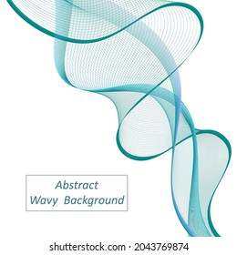 Abstract modern wave background with flying air wind swirl wave isolated. Teal and blue color flow, transparent veil effect. Modern trendy design for banner. Vector illustration