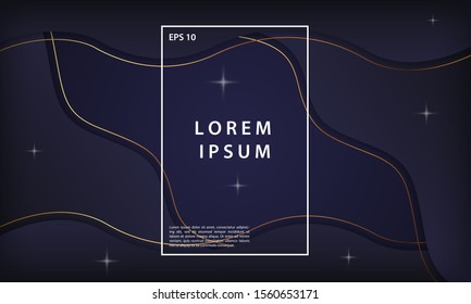 Abstract modern wave presentation background. Dark luxury curve geometric background with gold line. Minimal dynamic purple gradient design decoration for banner, template, card, flyer and poster.