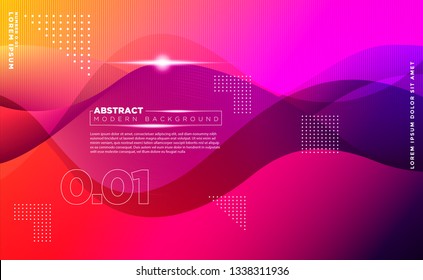 Abstract Modern Wavy Background Template. Technology Background for Website Landing Page with Dinamic Vibrant Color.