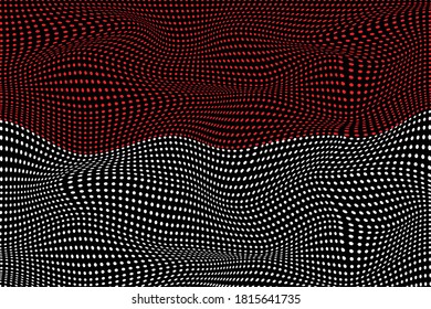 abstract modern wavy dots style red white light neon effect futuristic wallpaper background texture layout template vector graphic, indonesian flag, independent day