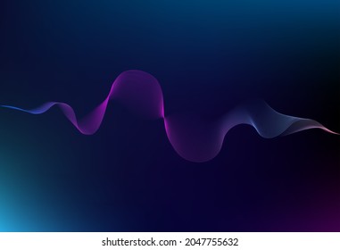 Abstract modern wavy flow line digital technology, smooth particle wave, - High Tech Background.