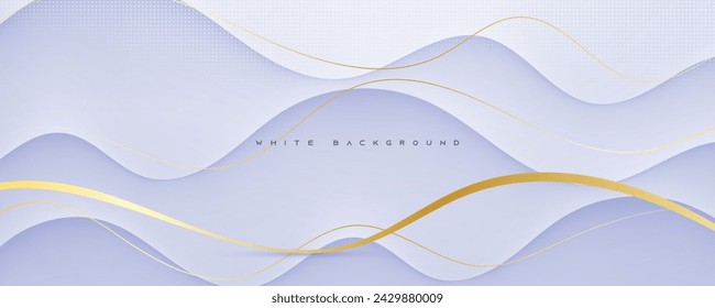 Fondo blanco ondulado moderno abstracto con diseño de la forma de la decoración de las líneas de oro.