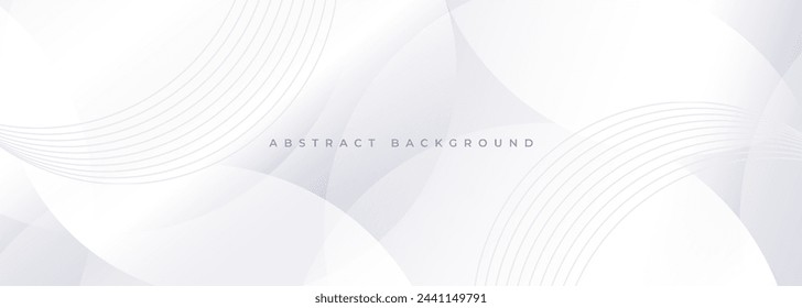 Abstract modern white background with circles and circular stripes. Vector illustration wide banner graphic design template for presentation, annual report, wallpaper, banner, background or cover.