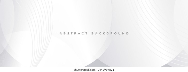 Abstract modern white background with circles and circular stripes. Vector illustration wide banner graphic design template for presentation, annual report, wallpaper, banner, background or cover.