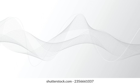 Abstract modern white background with curve wave technology lines. Premium background design with diagonal line pattern in grey colour. Vector white horizontal template for business banner