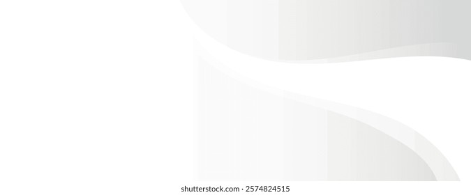 Abstract modern white background curve design. Professional white gradient banner vector background. White gradient background with abstract curve . Minimal white background vector wallpaper