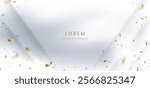 Abstract modern white background with gold confetti. Celebration grand opening party happy concept. Vector illustration