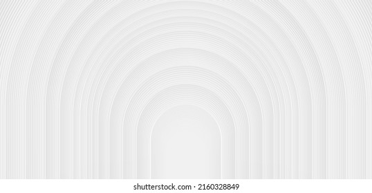 Abstract modern white background with grey curve lines pattern. Simple clean white texture. Minimal geometric arch stripes. Halftone lines. Vector illustration