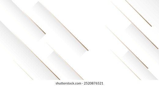 Abstract modern white background paper cut style with golden line Luxury concept.