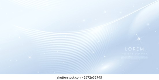 Linhas de curva branca modernas abstratas em fundo cinza. com efeito de iluminação cintilante. Ilustração vetorial
