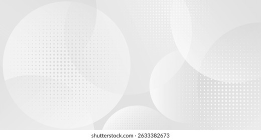 Abstract modern white and gray circle overlapping with halftone background. for presentation,banner, web, flyer, card, poster, wallpaper,slide, magazine. Minimal style Design.