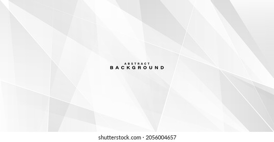 Abstract modern white and gray geometric background with lines and shadow decoration. Trendy simple transparent triangle shapes texture creative design. Minimal style geometric elements
