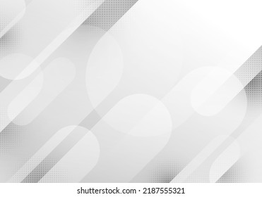 Abstract modern white and gray rounded stripes lines overlapping layered with halftone effect on clean background. Vector illustration