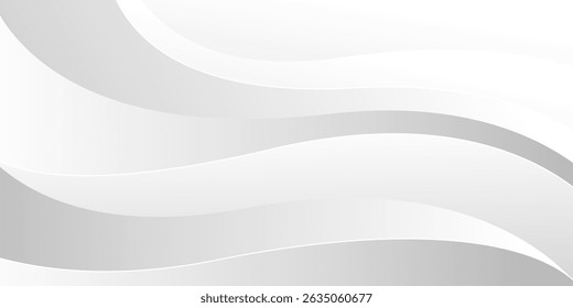 Abstract modern white and gray wave background. Elegant minimalist gradient flow lines for business wallpaper, presentation, banner, cover, template design, website, and more