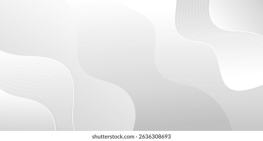 Abstract modern white and gray wave background. Elegant minimalist gradient flow lines for business wallpaper, presentation, banner, cover, template design, website, and more