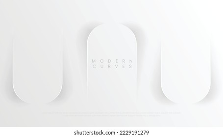 Abstract Modern White Grey Background Curves with Shadow. Minimal Geometry for Cover, Poster, Presentation, Website, Landing Page, Presentation, Visual Branding, etc
