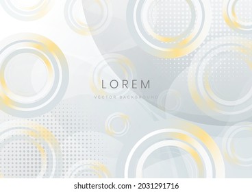 Abstract modern white and grey circle overlap background. vector illustration
