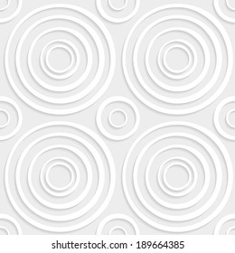 Abstract modern white seamless pattern with paper circles. Geometric background. Endless print monochrome texture - vector