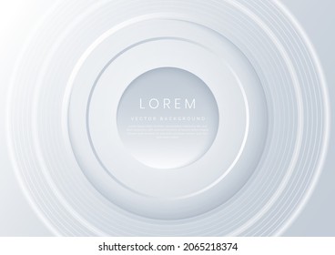 Abstract modern white and silver gradient circles layers lighting background with copy space for your text. You can use for science, poster, technology, business presentation. Vector illustration