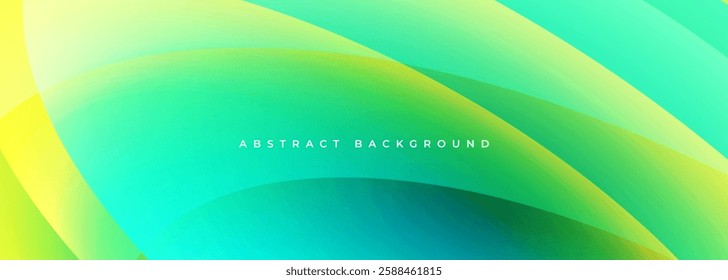 Abstract modern wide background with curves and green and yellow gradient, vibrant colors. Trendy vector illustration for banner, poster, brochure, corporate business, presentation or cover.