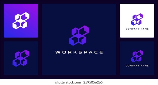 Abstract modern workspace box logo design