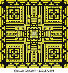 abstract modern yellow and black american indian pattern
