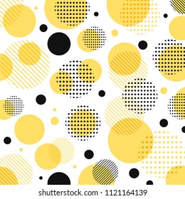 Abstract modern yellow, black dots pattern with lines diagonally on white background. Vector illustration