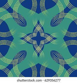 abstract modern yellow brush lines pattern on green and blue