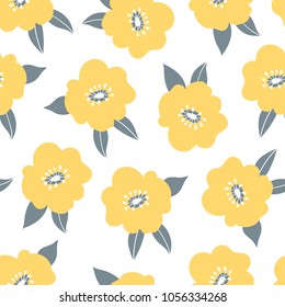 Abstract modern yellow floral pattern over white background. Vector illustration