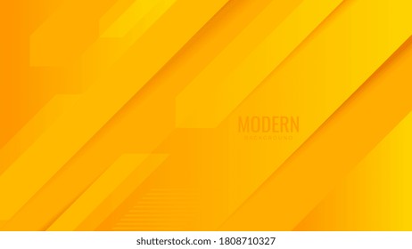 Abstract modern yellow line. minimalist background with bright sunny. Lemon orange color. Fast moving 3d lines with soft shadow.