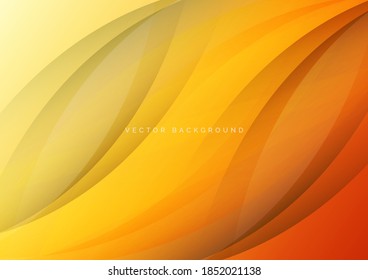 Abstract modern yellow and orange gradient curved background. Vector illustration