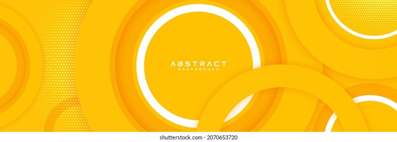 Abstract modern yellow   orange gradient circles layers background and halftone dots decoration   shadow  Modern 3d style circle layer vector  Suit for poster  cover  banner  flyer  brochure