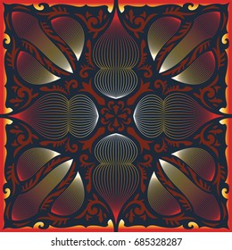 abstract modern yellow and red lines pattern on blue