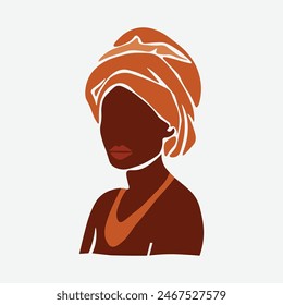 Abstract modern young black woman in elegant line art style vector
