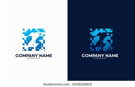 Abstract Modern Z Pixel Initial logo designs vector template