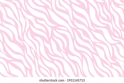 Resumen de diseño moderno de cebra sin fisuras. Los animales están de moda. Ilustración de material vectorial decorativo blanco y rosa para impresión, tarjeta, postal, tela, textil. Ornamento moderno de piel estilizada.