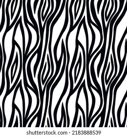 Abstract modern zebra seamless pattern. Animals trendy background. White and black decorative vector stock illustration for print, card, postcard, fabric, textile. Modern ornament of stylized skin.