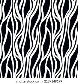 Abstract modern zebra seamless pattern. Animals trendy background. White and black decorative vector stock illustration for print, card, postcard, fabric, textile. Modern ornament of stylized skin.
