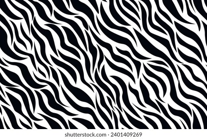 Abstract modern zebra seamless pattern. Animals trendy background. White and black decorative vector stock illustration for print, card, postcard, fabric, textile. Modern ornament of stylized skin.